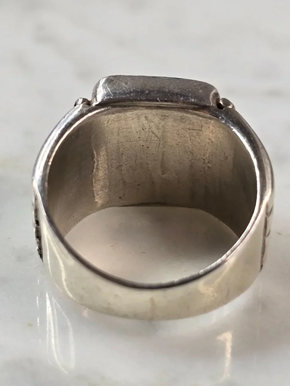 Mens Vintage Estate Sterling Silver Southwestern Turquoise Ring 12.4g E610